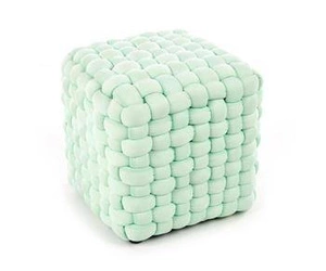 Čalouněný čtvercový taburet Rubi v mátové barvě do obýváku a dětského pokoje 35x35 cm Intesi
