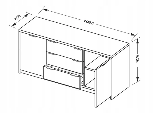 Komoda Merle 200 cm bílý lesk moderní se zásuvkami do obýváku Intesi