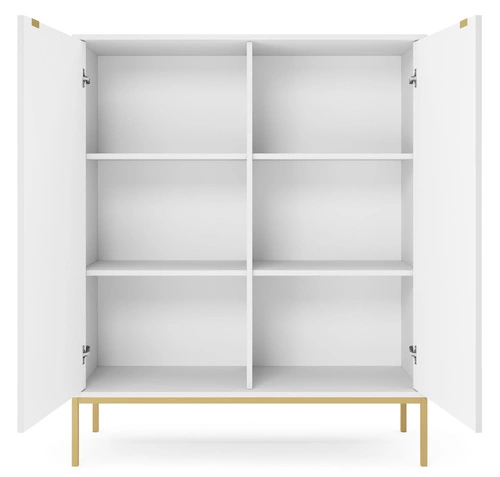 Vynikající velká komoda s drážkami na bílých/zlatých nohách