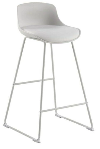 Barová židle s opěrkou Actona Tina bílá moderní do kuchyně a k baru, ekokůže, kov 76 cm