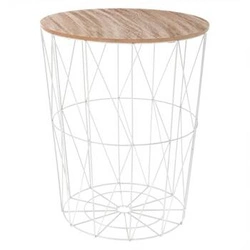 Kulatý konferenční stolek Kumi bílý s přírodní deskou skandinávský vysoký do obýváku Atmosphera