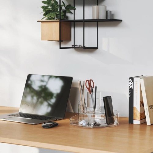 Organizér na kosmetiku Umbra Cascada průhledný moderní s přihrádkami do koupelny 25x25 cm