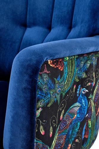 Relaxační křeslo Gredos samet modrý do obýváku moderní s područkami Intesi