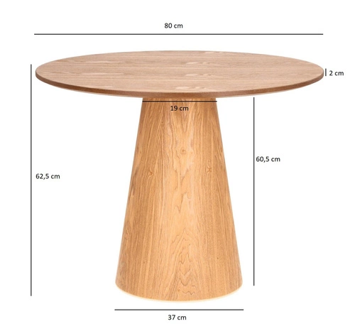 Kulatý stůl Soleilo 80 cm přírodní dub na jedné noze do obýváku a kavárny Intesi