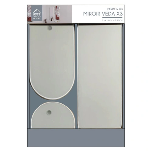 Sada 3 zrcadel Veda do předsíně v béžovém rámu art deco