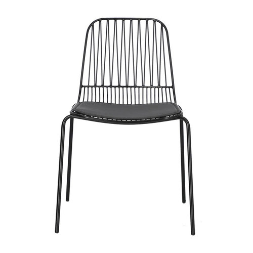 Kovová jídelní židle Willy Intesi černá s polštářem z ekokůže moderní industriální