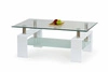 Bílý obdélníkový konferenční stolek se skleněnou deskou a policí moderní do obýváku Intesi 110x60