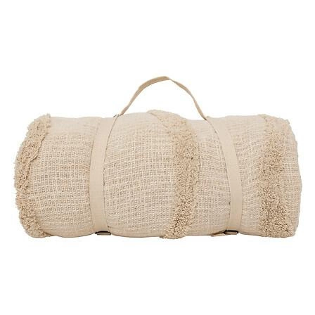 Bavlněný přehoz na postel Daisy 240x260 béžový moderní s třásněmi do ložnice