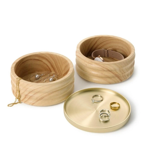 Dvoupatrový dřevěný stojan na šperky Tesora wood Umbra