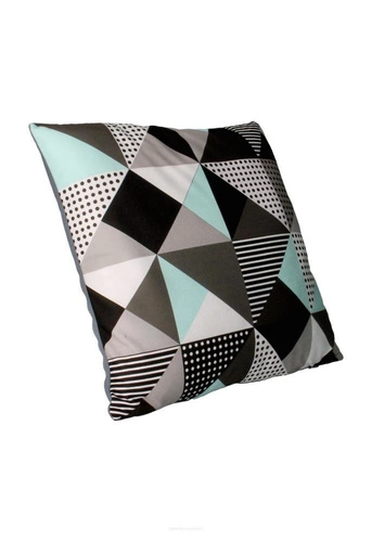 Dekorační sametový antialergický polštář MELANGE MINT do obývacího pokoje 40x40 cm