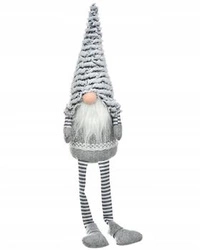 Skřítek s kožešinovou čepicí šedý 70cm