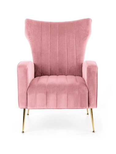 Křeslo ušák Valea sametové růžové glamour do obýváku relaxační s područkami Intesi