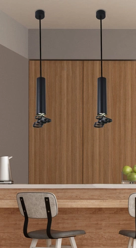 Moderní závěsné svítidlo Tuba černé nastavitelné do kuchyně a jídelny nad stůl CANDELLUX