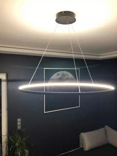 Závěsné LED svítidlo Ledové Kruhy 60 cm černé moderní do obýváku s nastavitelnou výškou