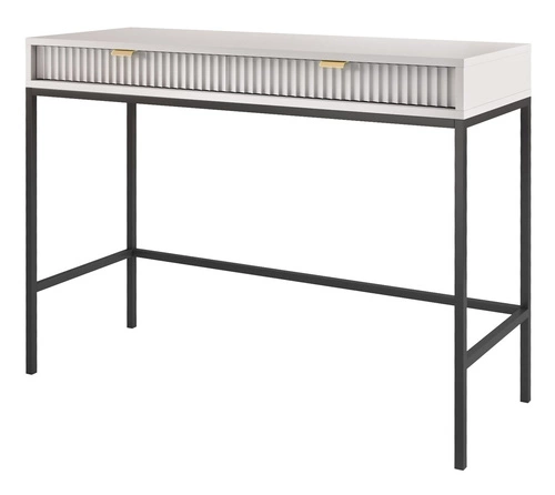 Šedý moderní toaletní stolek s drážkováním a zásuvkami 104 cm Intesi