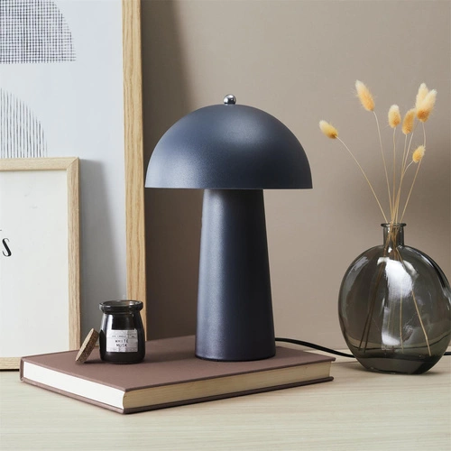 Moderní noční lampička Mushroom černá do ložnice a kanceláře Intesi minimalistická 32 cm