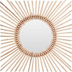 Kulaté zrcadlo boho Intesi Rise 60 cm do předsíně v přírodním dřevěném rámu