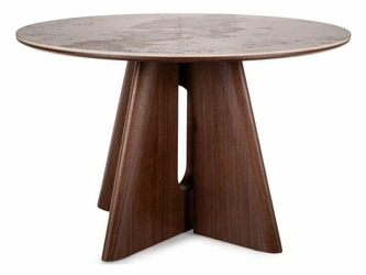 Stůl kulatý Leban 120 cm mramor jídelní moderní ořech
