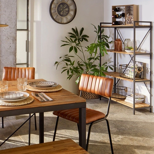 Jídelní židle Dario Atmosphera hnědá pravá kůže loftová na černých nohách