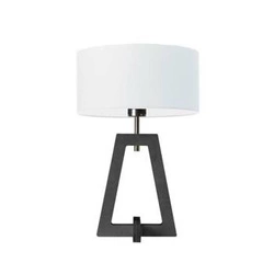 Noční lampička Clio glamour s bílým stínidlem a dřevěnou šedou základnou do ložnice