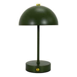 Bezdrátová LED noční lampička Funghi zelená kovová do ložnice s akumulátorem