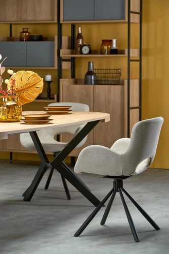 Rozkládací kulatý stůl Roni Intesi 100–250 cm dub zlatý černé nohy moderní jídelní