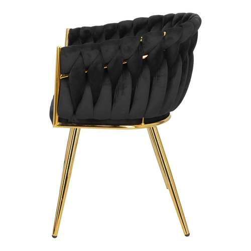 Jídelní židle Tessa Intesi čalouněná samet černá glamour s područkami zlaté nohy
