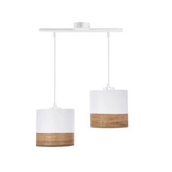 Závěsné svítidlo Porto bílé moderní s látkovým stínidlem do obýváku a kuchyně, výškově nastavitelné 2xE27