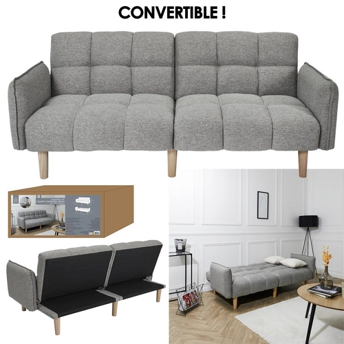 Rozkládací pohovka s funkcí spaní Sara šedá skandinávská do obýváku a studentského pokoje Intesi