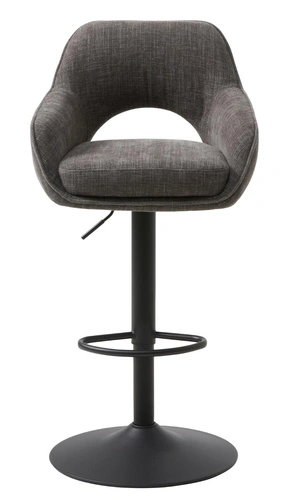 Barová židle Cowley šedá čalouněná s opěrkou, výškově nastavitelná do kuchyně