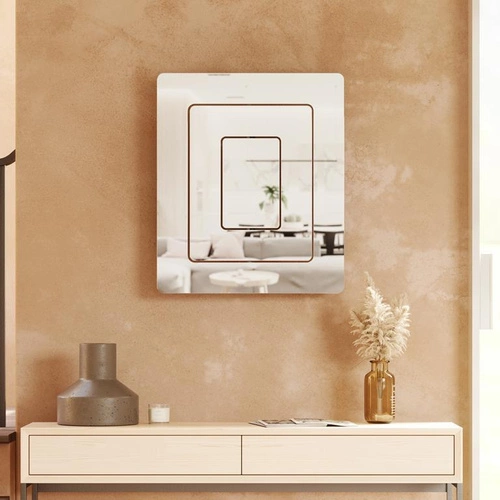 Obdélníkové bezrámové zrcadlo Echo Umbra moderní do koupelny a předsíně 64x54 cm