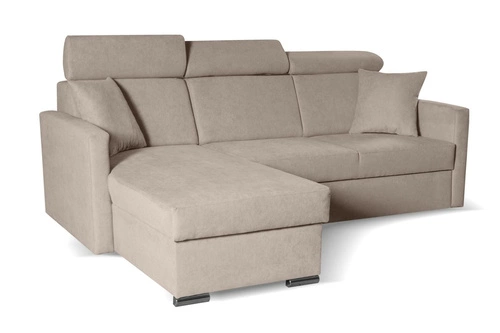 Rohová rozkládací pohovka Mils béžová do obýváku moderní s úložným prostorem na lůžkoviny