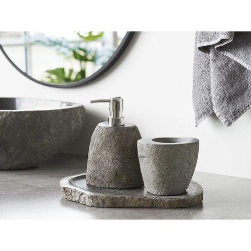 Dekorační kamenný podnos Gara oválný přírodní na servírování 30x25 cm