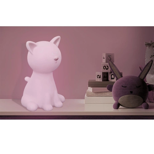 Dětská noční lampička Cat Night bílá moderní přenosná LED s nastavitelnou barvou Intesi