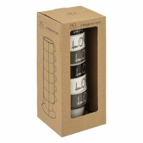 Sada 6 šedých keramických hrnků Love 260 ml na kávu a čaj 5five simply smart