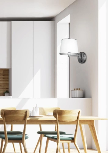 Nástěnné svítidlo Ibis klasické látkové chrom bílé do ložnice a obývacího pokoje Candellux