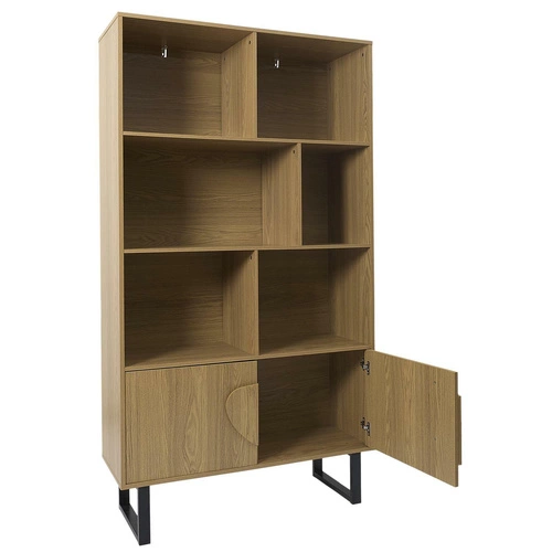 Knihovna Calypso přírodní loftová se skříňkou a policemi do obýváku Intesi 180x100 cm