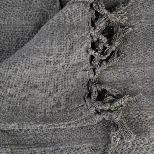 Bavlněný přehoz Vintage Atmosphera s třásněmi 160x220 cm šedý do ložnice