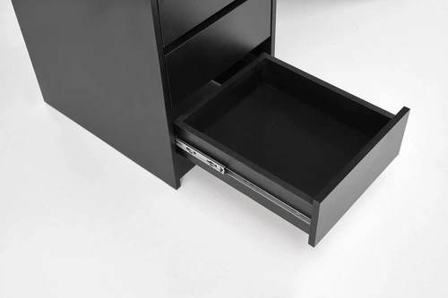 Toaletní stolek s LED zrcadlem Sybilla XL černý moderní na líčení se zásuvkami do ložnice