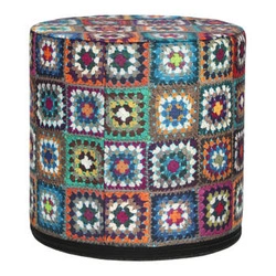 Kulatý taburet Overlay Intesi multicolor moderní do obýváku a ložnice s odnímatelným potahem