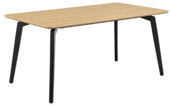 Jídelní stůl Cadiz 160x90 cm moderní dub přírodní černé nohy Actona pevný