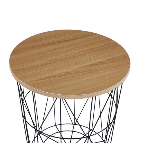 Kulaty konferenční stolek Salvatore 42 cm přírodní dub černý moderní do obýváku Intesi