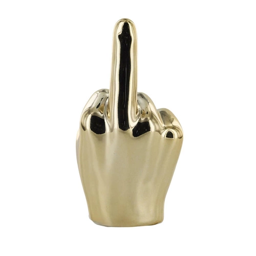 Dekorační figurka zlatá keramická ruka Intesi 10,5 cm moderní do obýváku nebo kanceláře