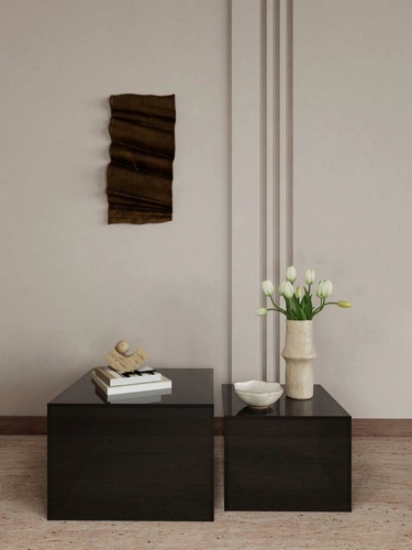 Actona Dice sada 2 skleněných konferenčních stolků loft černá 50x50