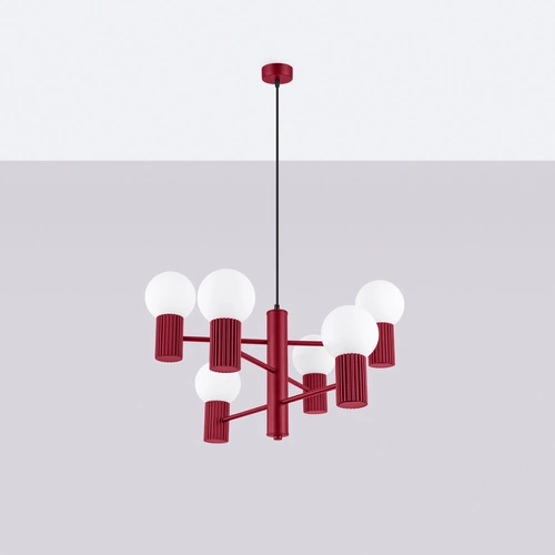 Moderní lustr HALO 6 vínový stropní svítidlo do obýváku a jídelny 64 cm