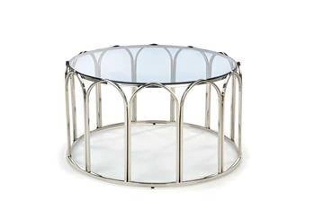 Kulatý skleněný konferenční stolek glamour Viola kouřový chrom 81 cm do obýváku Intesi