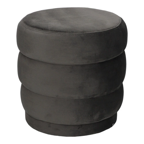 Šedý kulatý taburet Sinan čalouněný moderní do obývacího pokoje a předsíně Atmosphera 40 cm