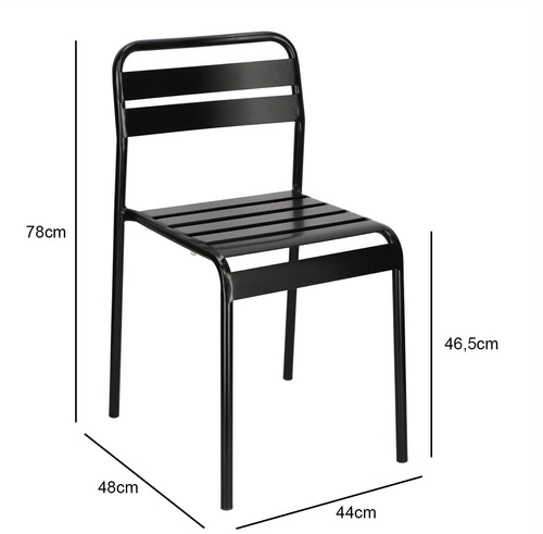 Kovová zahradní židle Terra černá loftová stohovatelná na balkon a terasu Intesi