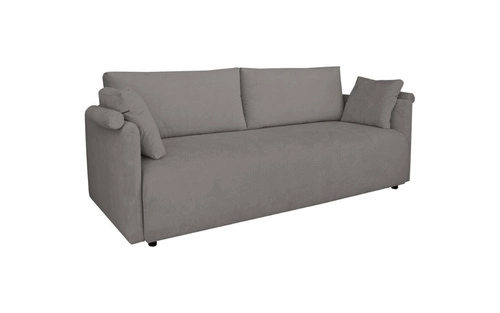 Rozkládací pohovka Mondel 3místná šedá manšestrová s úložným prostorem a funkcí spaní do obýváku