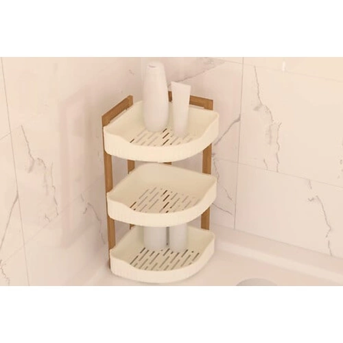 Rohová koupelnová police Naturéo 3patrová bílá z bambusu do koupelny 5five simply smart